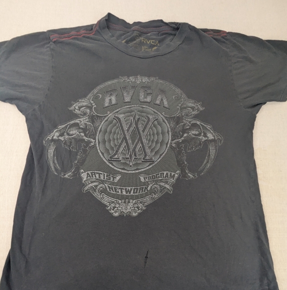 RVCA Distressed Black Tee Shirt Artist Network Program Medium - Picture 1 of 8